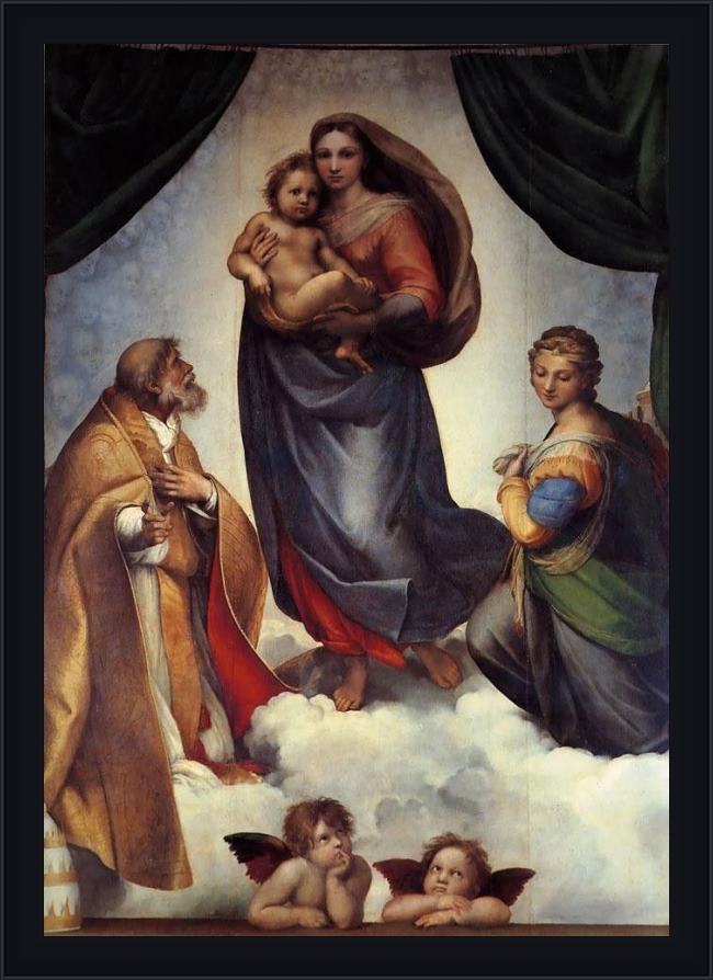 Framed Raphael the sistine madonna painting