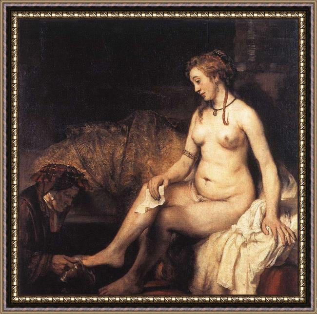 Framed Rembrandt bathsheba at her bath painting