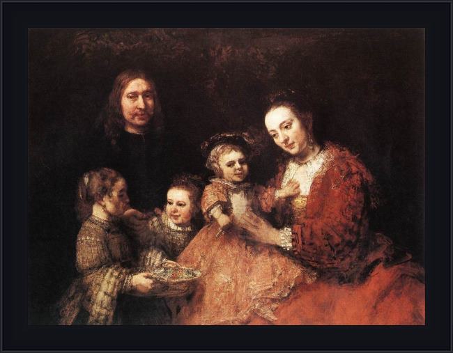 Framed Rembrandt family group painting