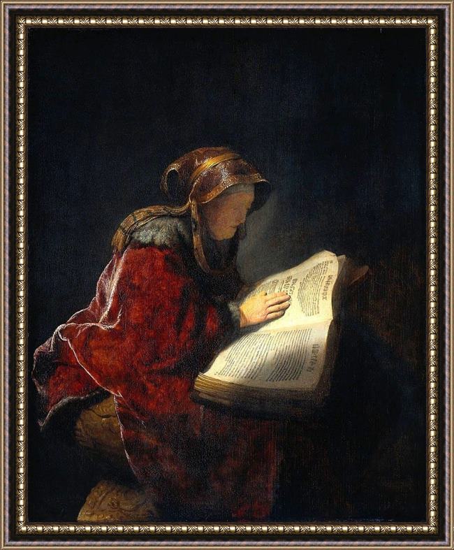 Framed Rembrandt rembrandt's mother the prophetess anna painting