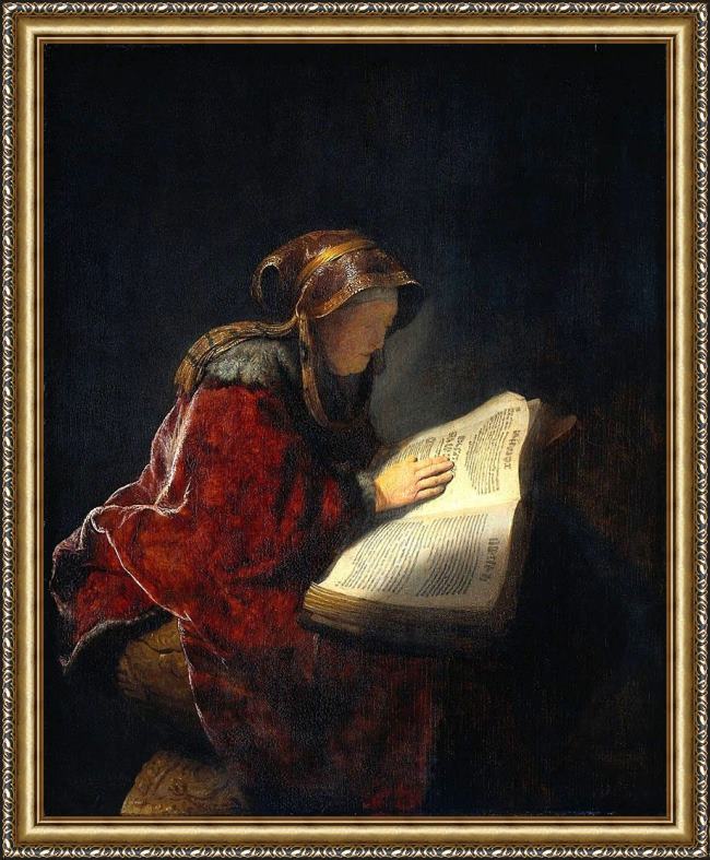 Framed Rembrandt rembrandt's mother the prophetess anna painting