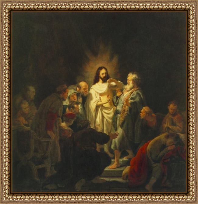 Framed Rembrandt the incredulity of st. thomas painting