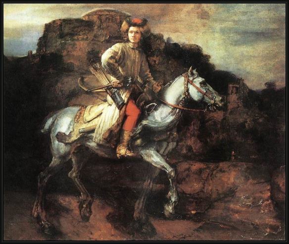 Framed Rembrandt the polish rider painting