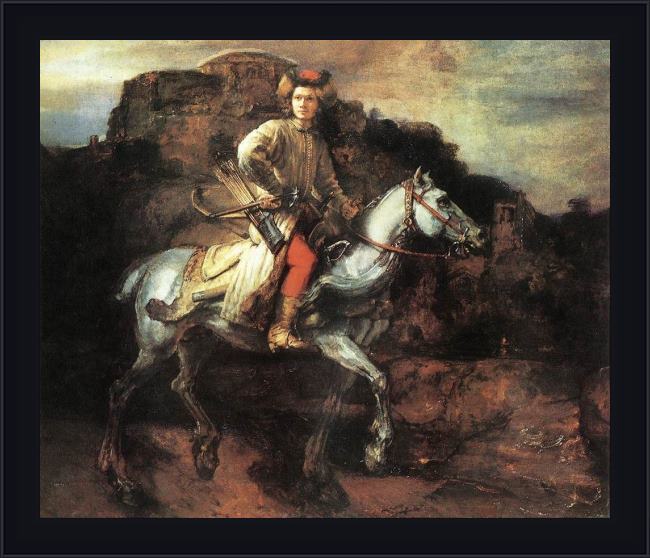 Framed Rembrandt the polish rider painting