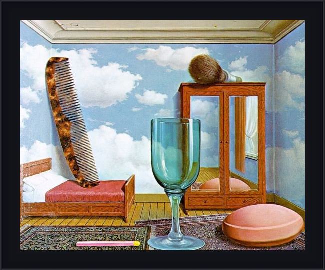 Framed Rene Magritte personal values painting