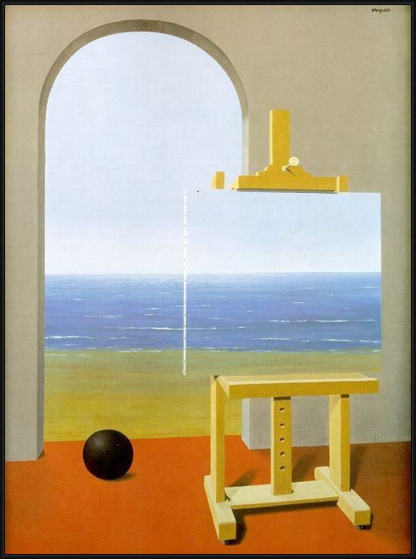 Framed Rene Magritte the human condition painting