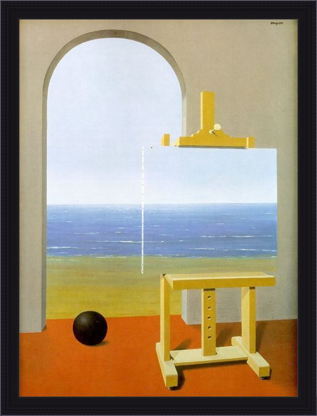 Framed Rene Magritte the human condition painting
