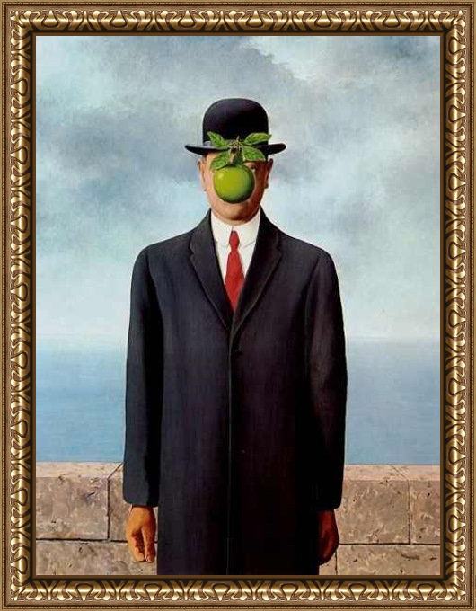 Framed Rene Magritte the son of man painting