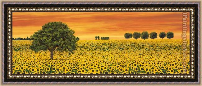 Framed Richard Leblanc field of sunflowers painting