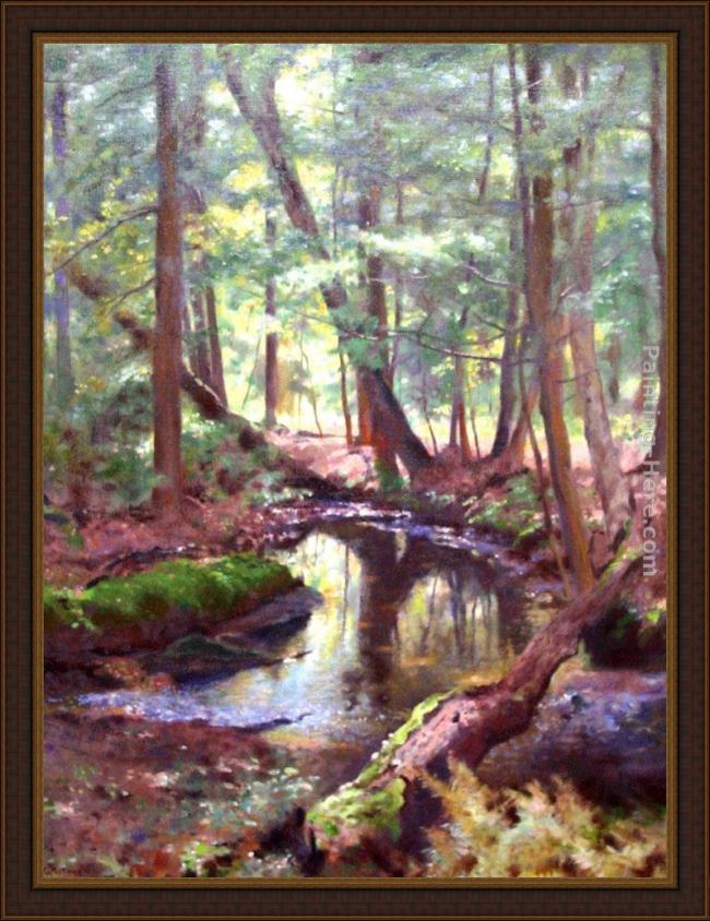Framed Richard Wheeler Whitney robinson brook painting