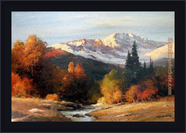 Framed Robert Wood sunrise in the high sierra painting