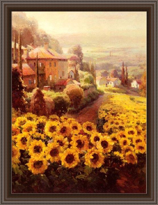 Framed Roberto Lombardi fields of gold painting