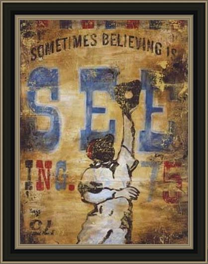 Framed Rodney White sometimes seeing is believing painting