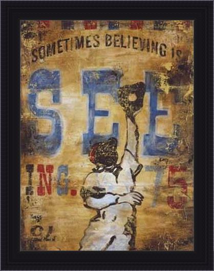 Framed Rodney White sometimes seeing is believing painting