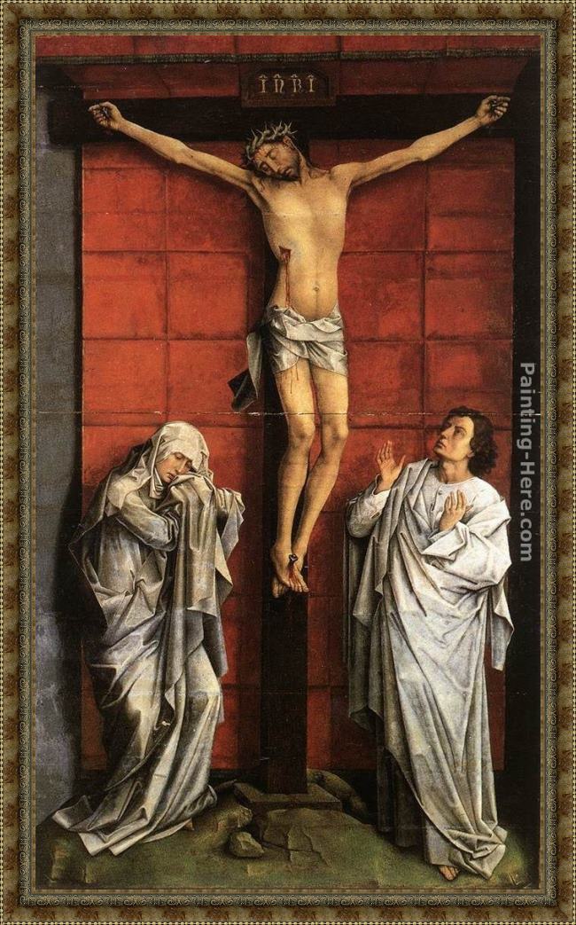 Framed Rogier van der Weyden christ on the cross with mary and st. john painting