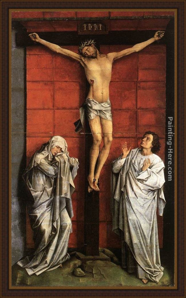Framed Rogier van der Weyden christus on the cross with mary and st john painting