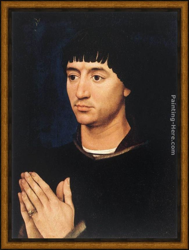 Framed Rogier van der Weyden portrait diptych of jean de gros right wing painting