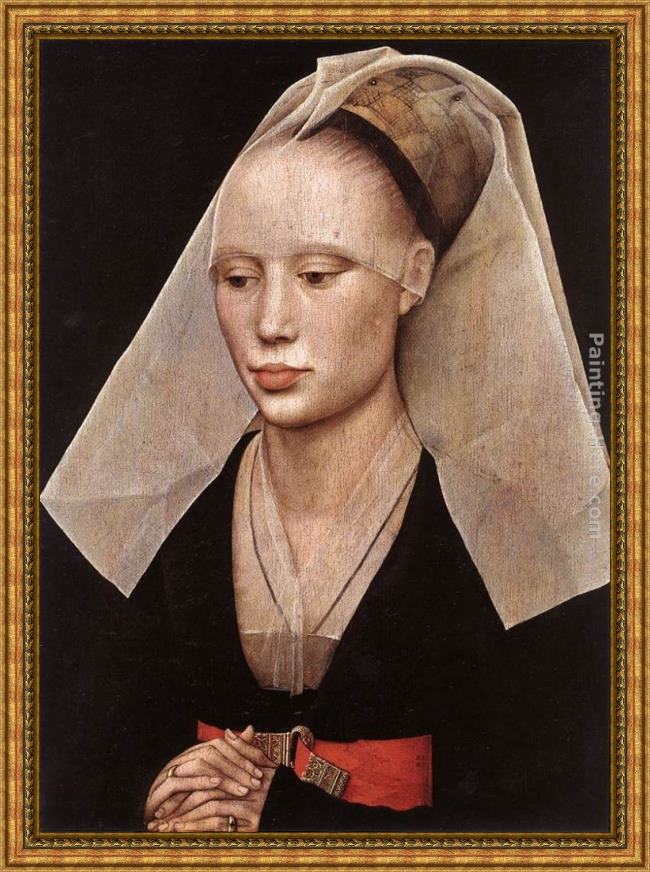 Framed Rogier van der Weyden portrait of a lady painting