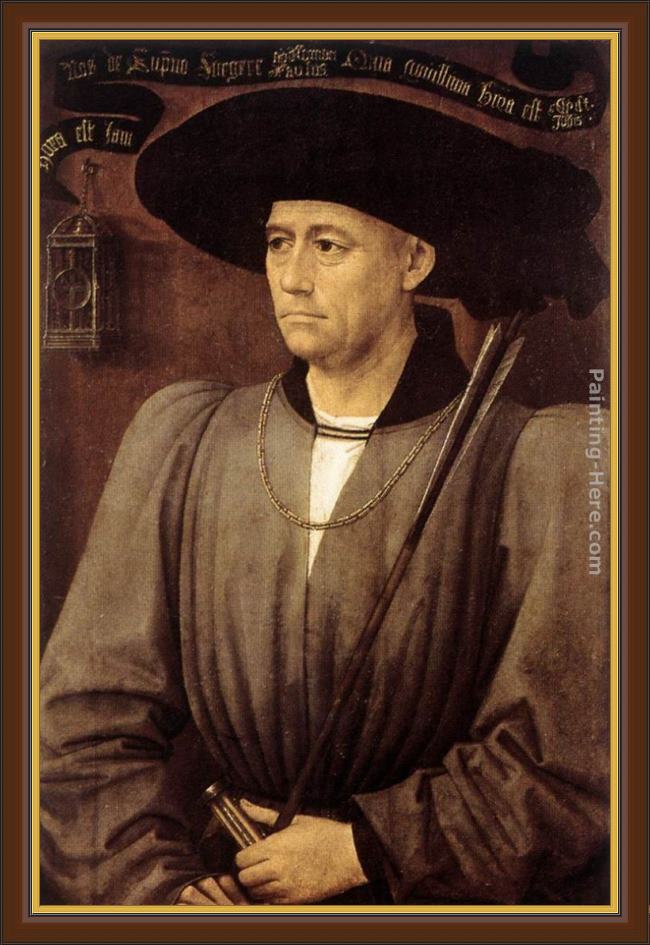 Framed Rogier van der Weyden portrait of a man painting