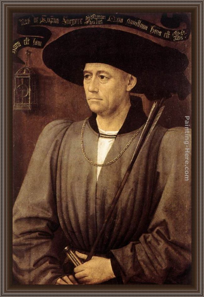 Framed Rogier van der Weyden portrait of a man painting