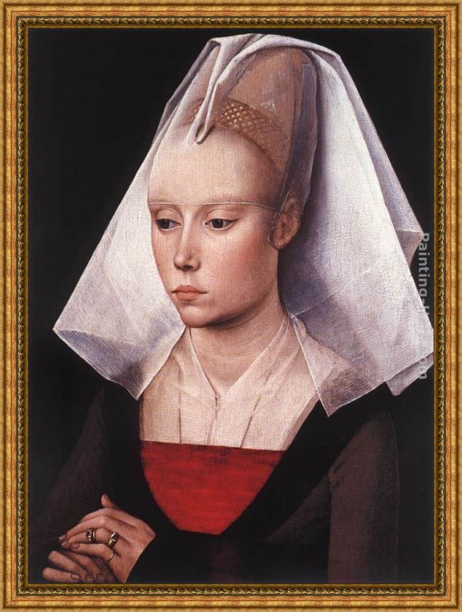 Framed Rogier van der Weyden portrait of a woman painting