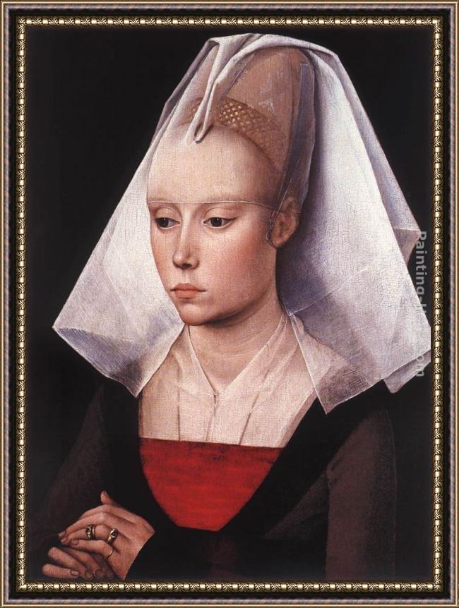 Framed Rogier van der Weyden portrait of a woman painting