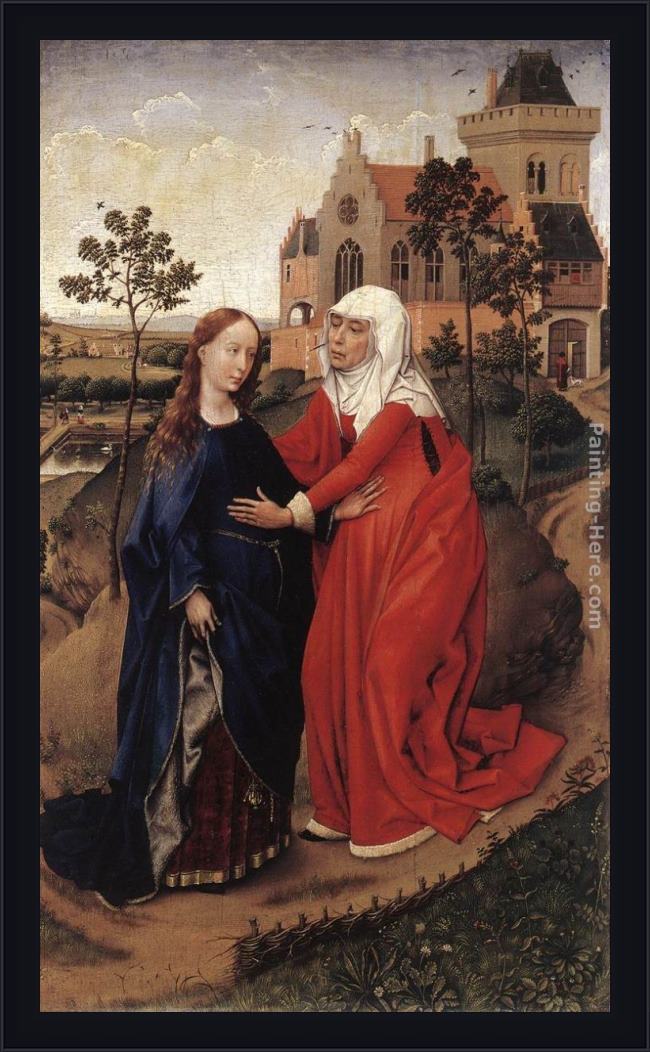Framed Rogier van der Weyden visitation painting