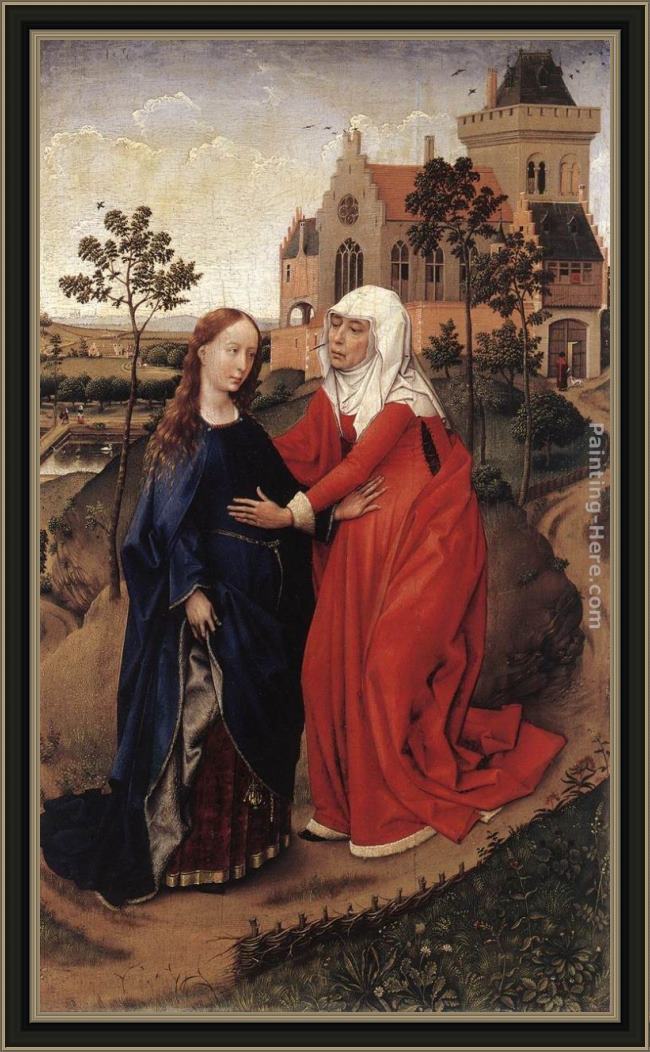 Framed Rogier van der Weyden visitation painting