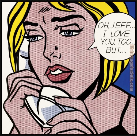 Framed Roy Lichtenstein oh jeff i love you too but painting