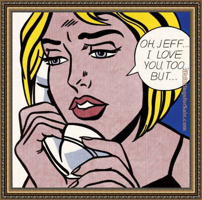 Framed Roy Lichtenstein oh jeff i love you too but painting
