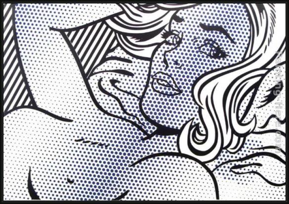 Framed Roy Lichtenstein seductive girl painting