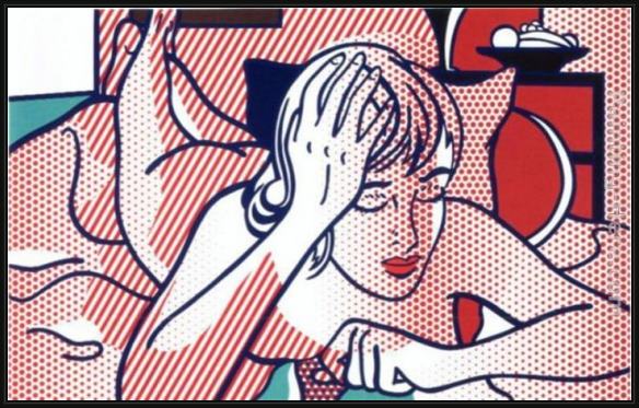 Framed Roy Lichtenstein thinking nude, state i painting