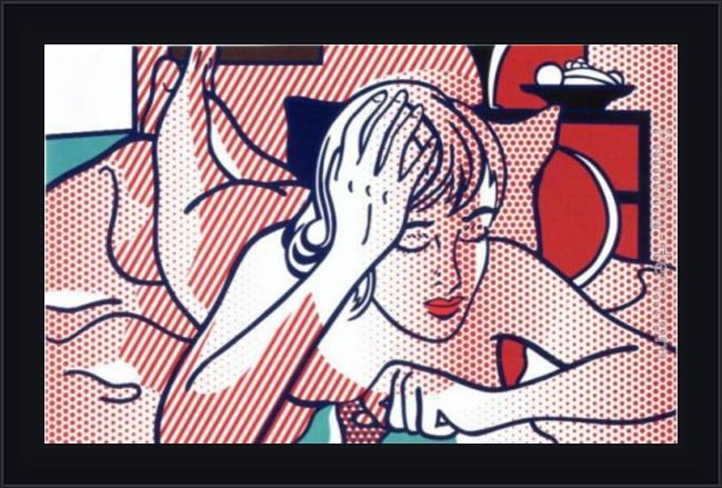 Framed Roy Lichtenstein thinking nude, state i painting
