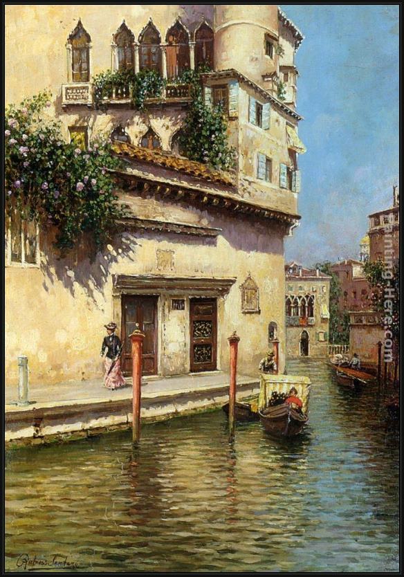 Framed Rubens Santoro a venetian backwater painting