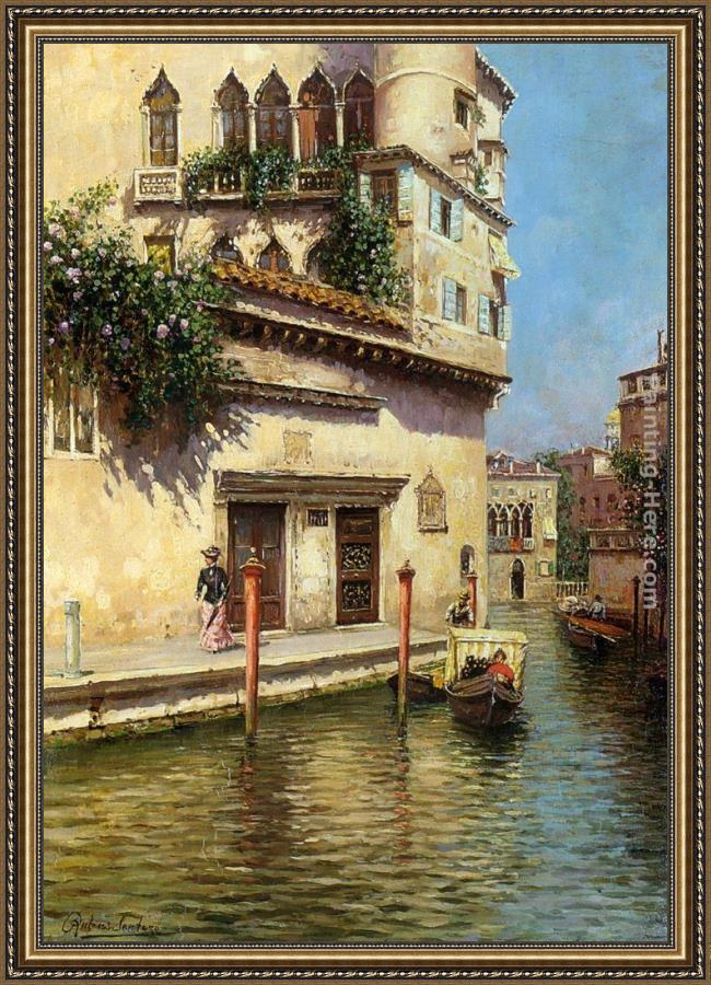 Framed Rubens Santoro a venetian backwater painting