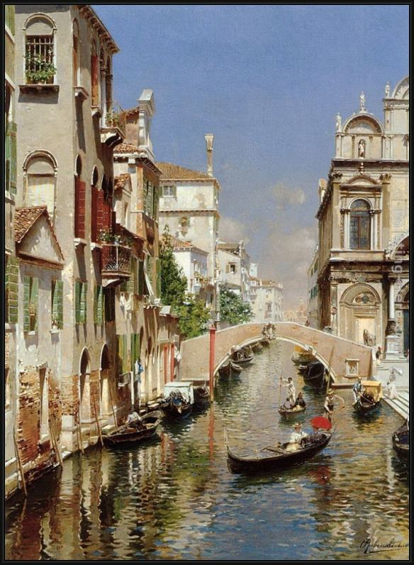 Framed Rubens Santoro a venetian canal with the scuola grande di san marco and campo san giovanni e paolo, venice painting