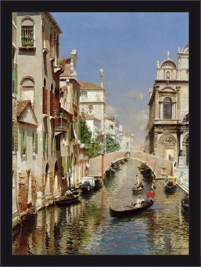 Framed Rubens Santoro a venetian canal with the scuola grande di san marco and campo san giovanni e paolo, venice painting