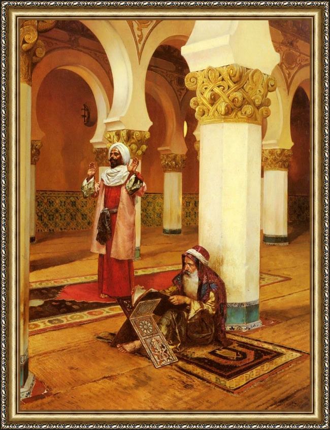 Framed Rudolf Ernst evening prayer painting