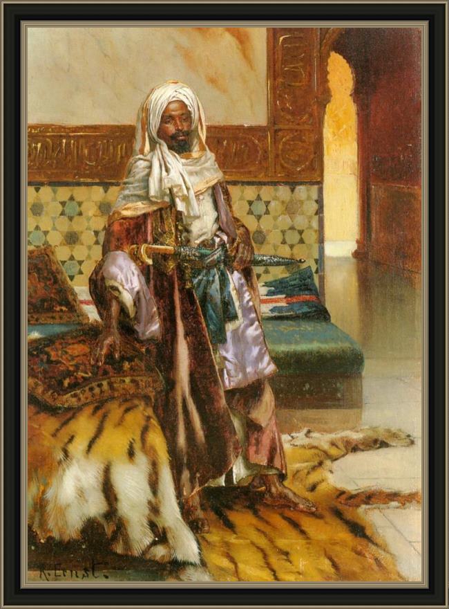 Framed Rudolf Ernst the arab prince painting