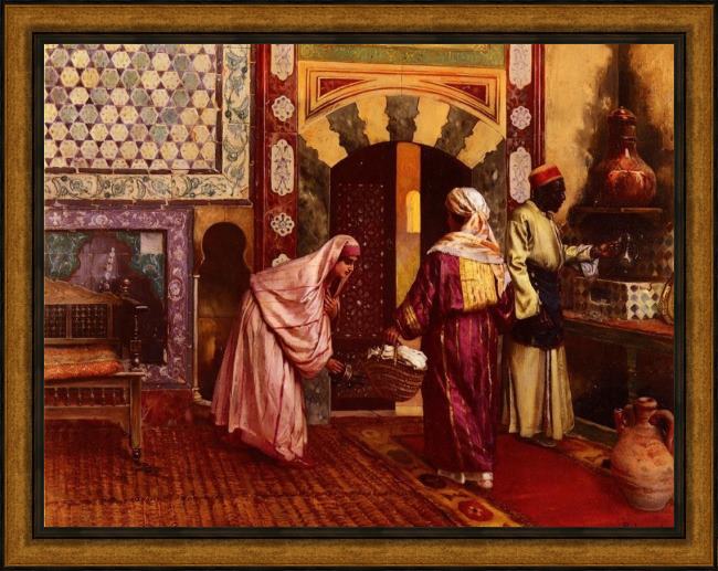 Framed Rudolf Ernst the hammam painting