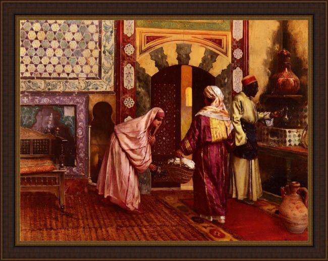 Framed Rudolf Ernst the hammam painting