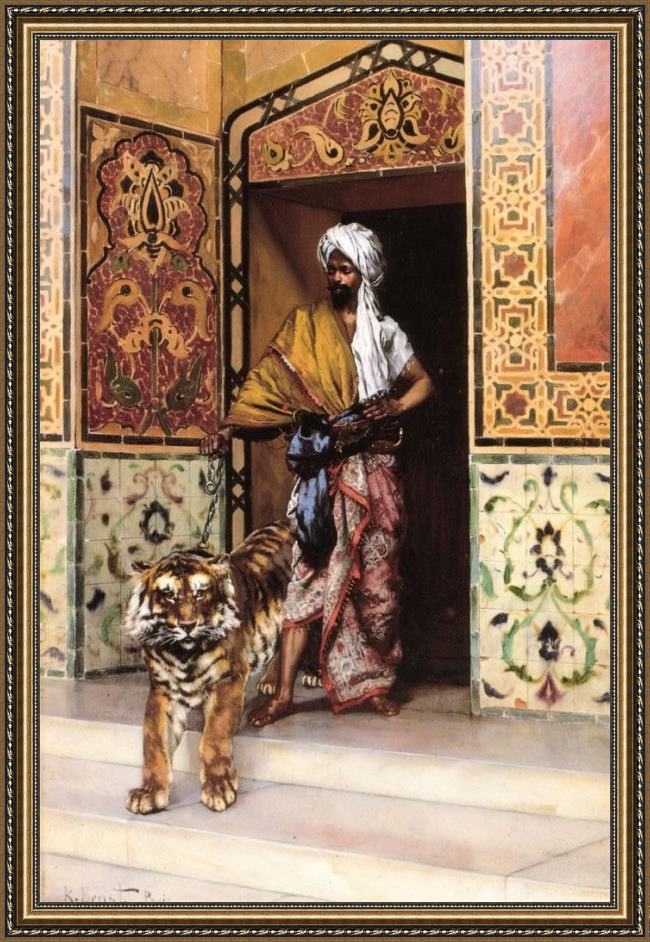 Framed Rudolf Ernst the pasha's favourite tiger painting
