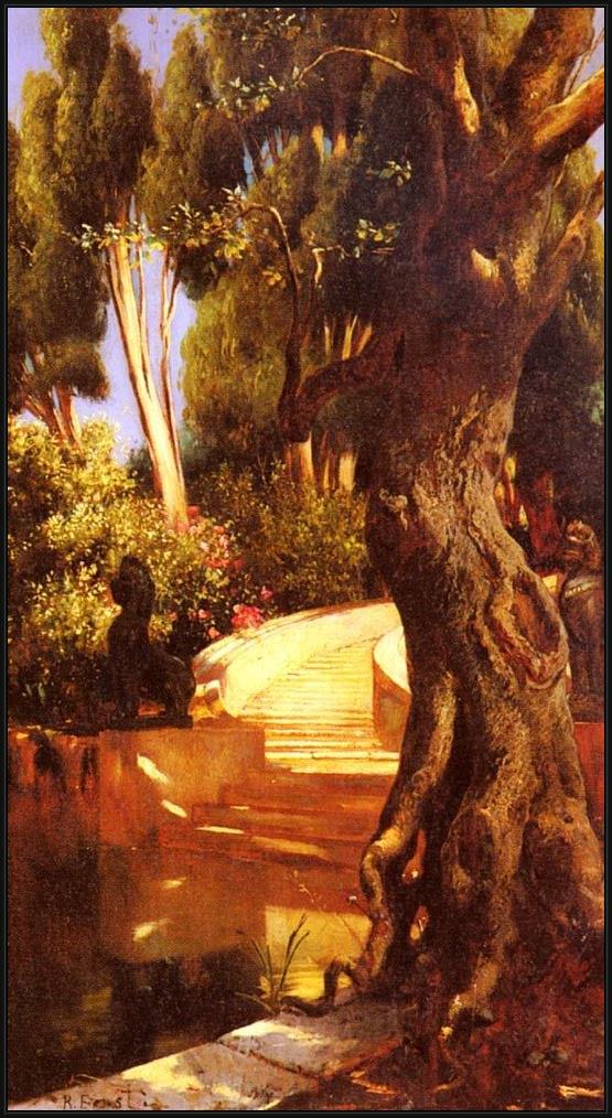 Framed Rudolf Ernst the staircase under the trees painting