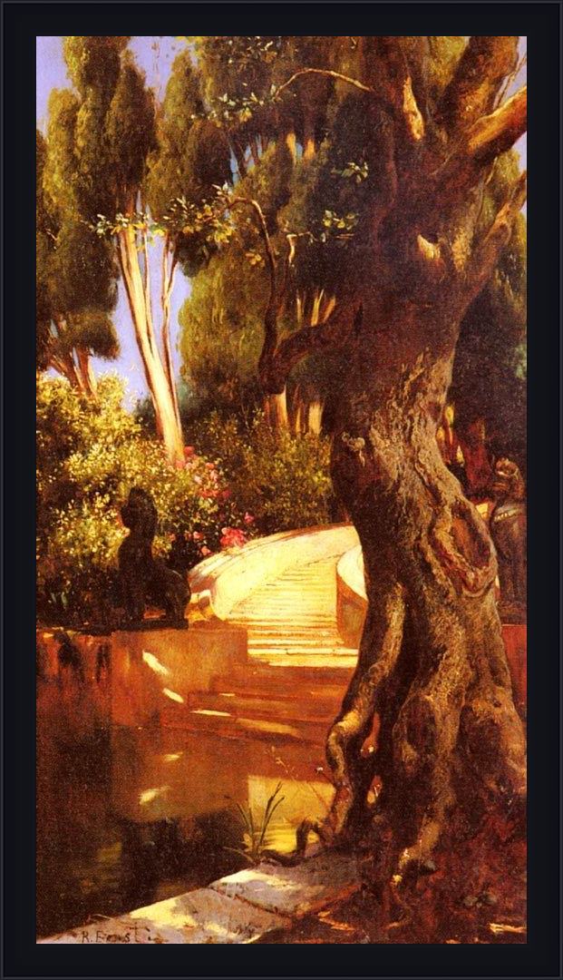 Framed Rudolf Ernst the staircase under the trees painting