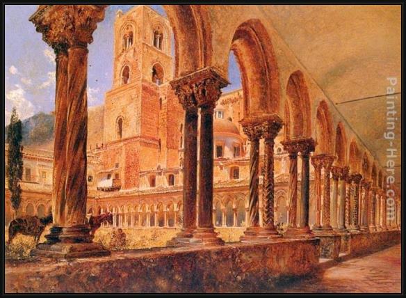 Framed Rudolf Ritter von Alt a view of monreale, above palermo painting