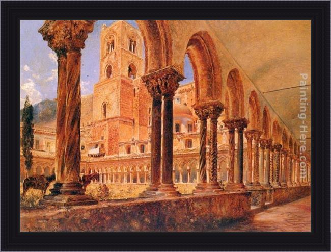 Framed Rudolf Ritter von Alt a view of monreale, above palermo painting