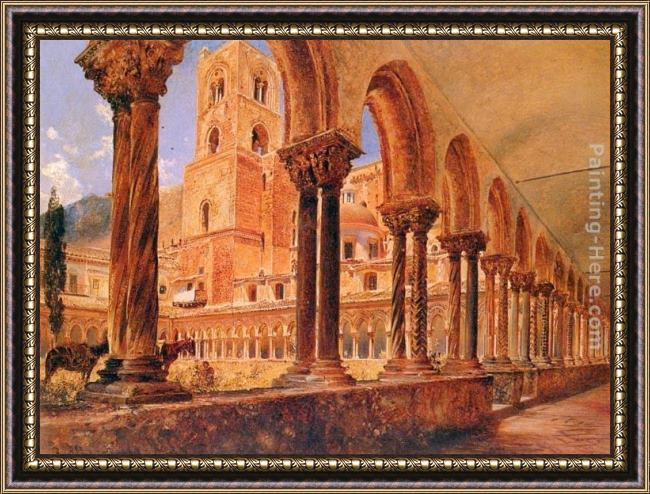 Framed Rudolf Ritter von Alt a view of monreale, above palermo painting