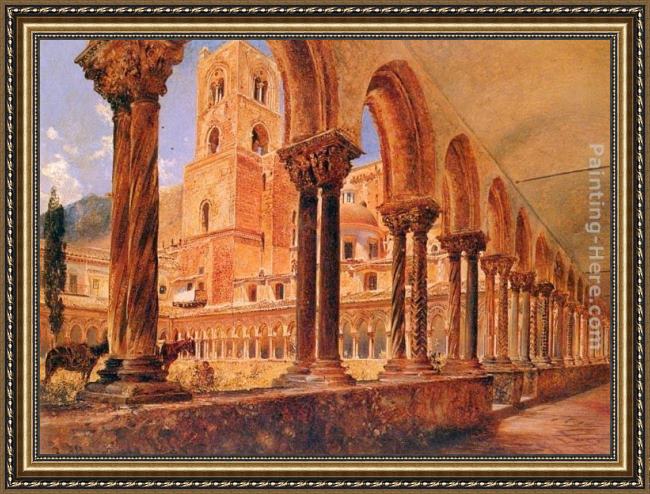 Framed Rudolf Ritter von Alt a view of monreale, above palermo painting