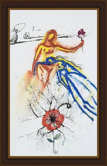 Framed Salvador Dali alice's evidence painting