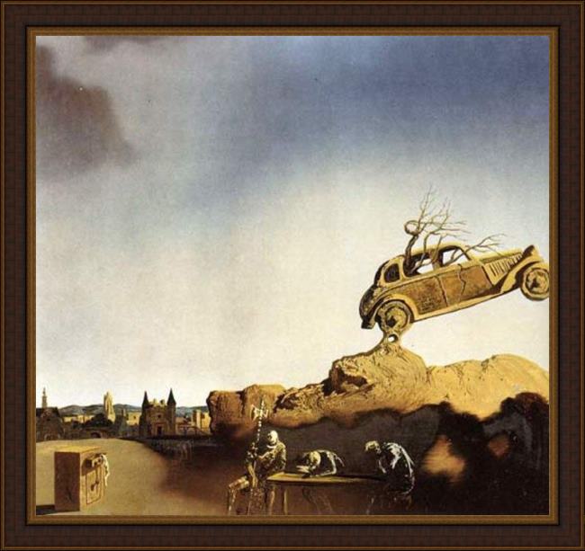 Framed Salvador Dali apparition of the town of delft painting